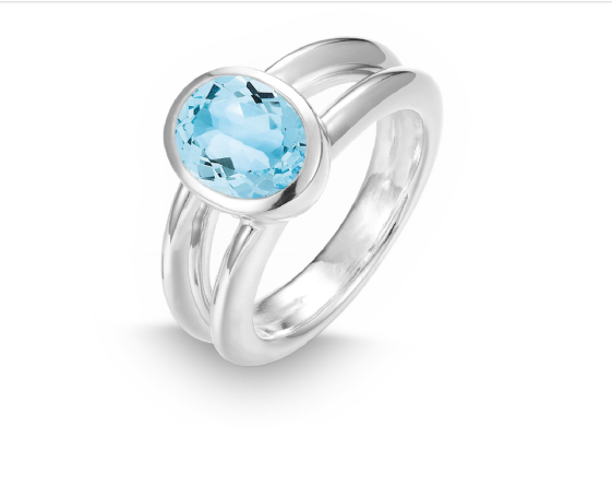 Zilver ring met blauw topaas